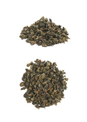 Pile of dried tea leaves isolated