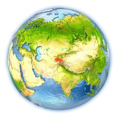 Tajikistan on isolated globe