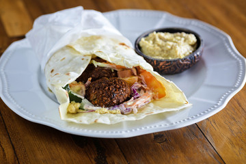 Pita bread with falafel
