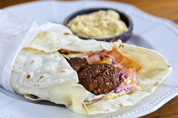 Pita bread with falafel