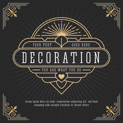 Vintage line frame design for labels, banner, logo, emblem, apparel, t- shirts, sticker and other design object. Vector illustration