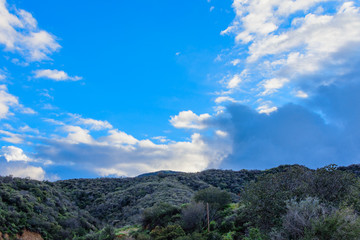 Rain clouds move away from forest
