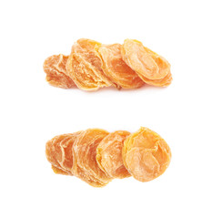 Pile of dried apricots isolated