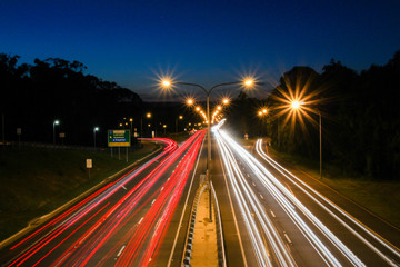 Fototapeta na wymiar Gold Coast Griffith University Pedestrian Bridge Overlooking Gold Coast Highway