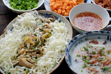 Asian food, chicken rice gruel, chao ga