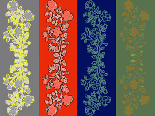 декоративный орнамент. растительный узор с цветок и листьями. края и ленты
