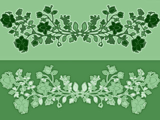 декоративный орнамент. растительный узор с цветок и листьями. украшения края и ленты