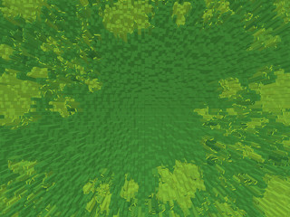 зеленый фон. абстракция. мелкие кубы, хаос.