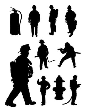 Fireman gesture silhouette. Good use for symbol, logo, web icon, mascot, sign, or any design you want.