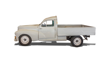 ancient Pickup isolated on white background with clipping path.