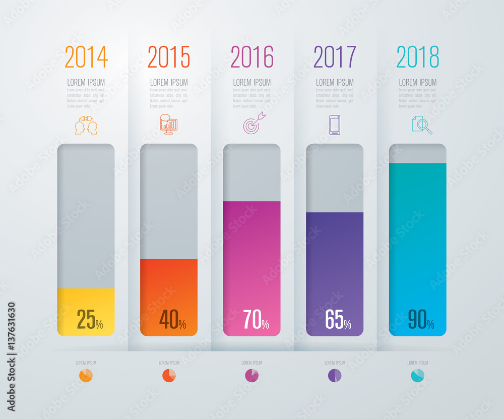 Poster graph infographics design vector and business icons with 5 options.