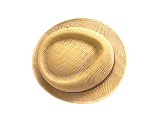 Vintage Straw hat fasion isolated on white background.