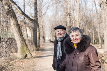 Senior couple walking