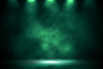 Spotlight green smoke design background. - Powered by Adobe