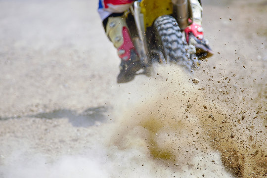 Dirt debris from a motocross race