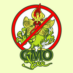 GMO free. GMO monster. Sign