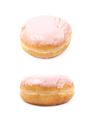 Pink glazed donut isolated