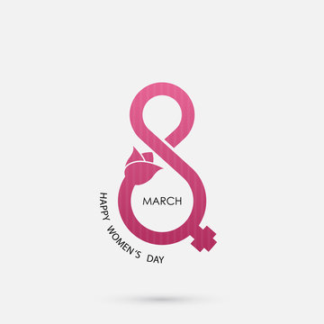 Creative 8 March Logo Vector Design With International Women's Day Icon.Women's Day Symbol.Minimalistic Design For International Women's Day Concept.