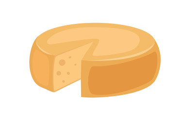 Delicious fresh cheese variety italian dinner icon flat dairy food and milk camembert piece delicatessen gouda meal isolated vector illustration.