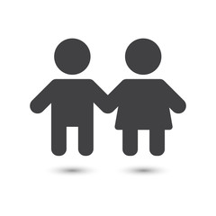 boy and girl, child icon with shadow, vector illustration