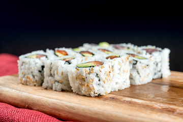 Japanese food Sushi Roll Maki of Salmon and avocado
