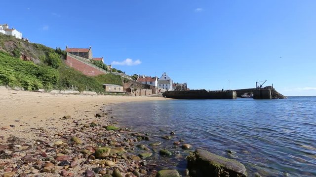 Timelapse of beach and Crail Harbour Fife Scotland 
