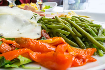 Fresh salad - Delicious fresh salad with tomatoes, lettuce, eggplant, zucchini, cheese, parma ham...