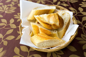 bread in basket - little roll breads in basket on table