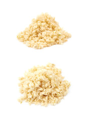 Pile of minced garlic isolated