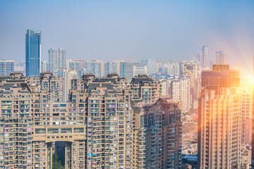 Fototapeta na wymiar view of modern neighborhoods in China.
