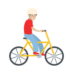 Naklejka premium Man with bycicle on white background. Healthy lifestyle, active entertaining.