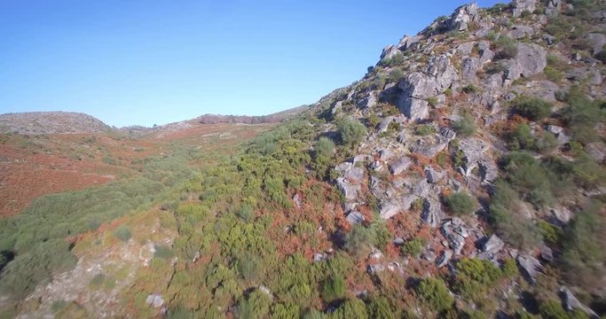 Aerial, Flying In The Mountainous Landscape Of Parque Nacional Peneda-Geres, Portugal - Native Material, straight out of the cam