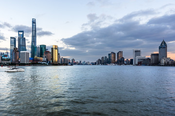 Fototapeta premium landmarks of Shanghai with Huangpu river in China.