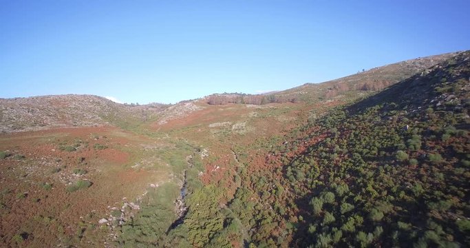 Aerial, Flying In The Mountainous Landscape Of Parque Nacional Peneda-Geres, Portugal - Native Material, straight out of the cam