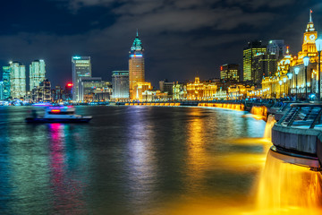 Fototapeta premium landmarks of Shanghai with Huangpu river in China.