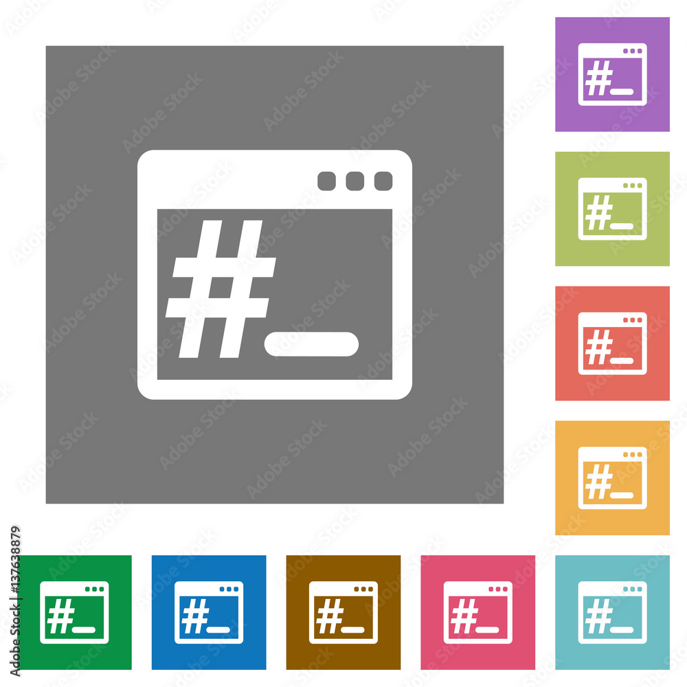 Poster linux root terminal square flat icons
