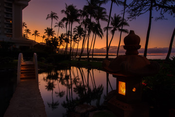 Naklejka na ściany i meble Hawai resort at sunset
