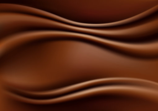 Chocolate Abstract Background, Brown Drapery Silk Fabric, Vector Illustration