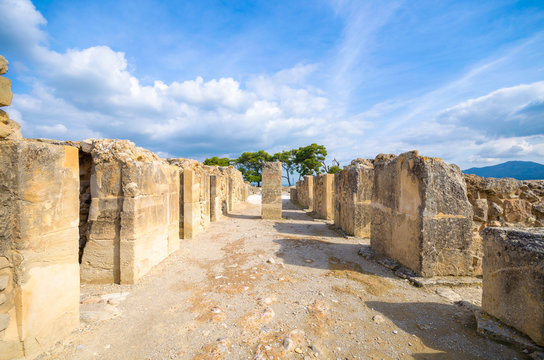 Ancient ruins of Phaistos city, Crete. Here was found the famous Phaistos Disc a disk of fired clay covered on both sides with a spiral of stamped hieroglyphic symbols.