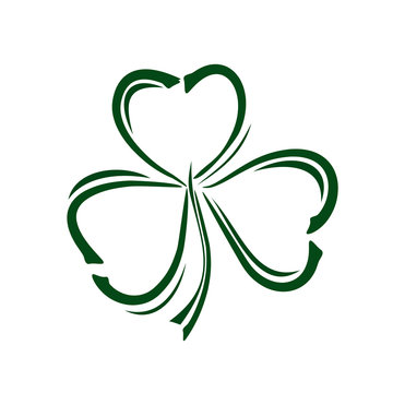 Vector green clover icon.  Shamrock clover.  Clover doodle style icon. Trefoil. Trifoliate clover. Vector clover icon. Green leaf clover. St. Patrick's Day celebration symbol. Vector illustration