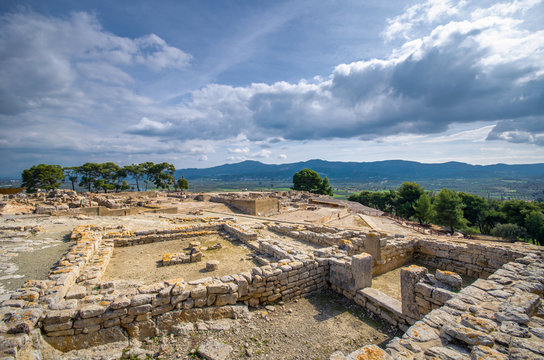 Ancient ruins of Phaistos city, Crete. Here was found the famous Phaistos Disc a disk of fired clay covered on both sides with a spiral of stamped hieroglyphic symbols.