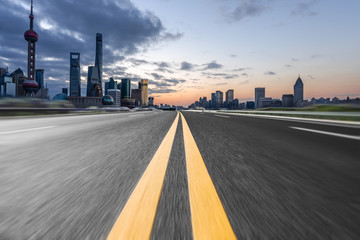 modern  asphalt road through Shanghai,China.
