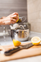 making custard on home kitchen