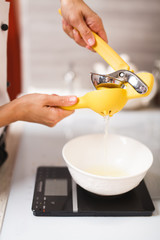 making custard on home kitchen