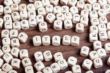 Italy, country name in letter dices