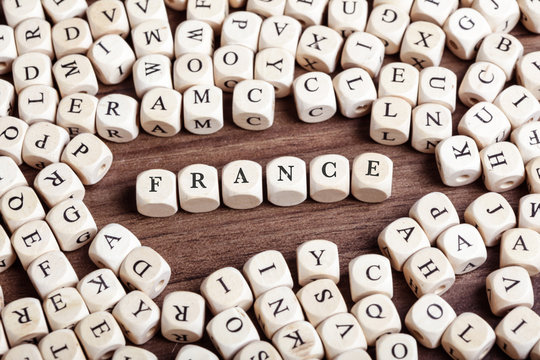 France, country name in letter dices