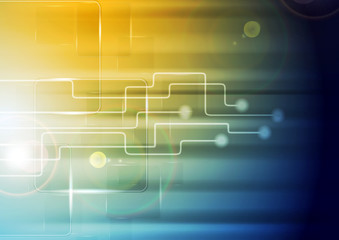 Obraz premium Blue orange vibrant tech abstract background