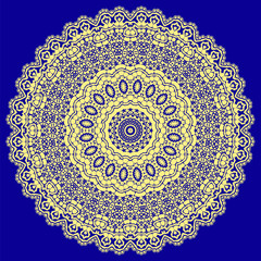 Yellow Ornamental Line Pattern. Oriental Geometric Ornament