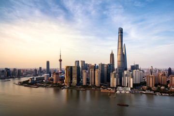 Fototapeta na wymiar Aerial View of Lujiazui Financial District in Shanghai