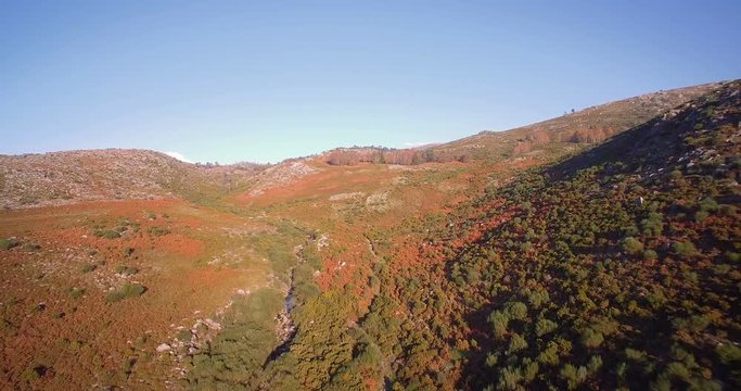 Aerial, Flying In The Mountainous Landscape Of Parque Nacional Peneda-Geres, Portugal - Graded and stabilized version